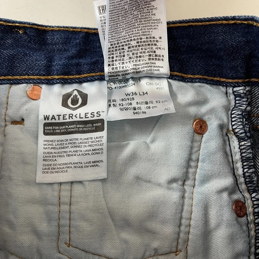 Levis 501 Jeans Mens 36x34 Blue Original Button Fly Dark Wash Grunge Cowboy 90s